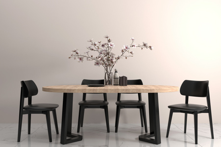 Eleganckie krzesło Caugé z litego drewna nowoczesny design tapicerowane oparcie w opcji