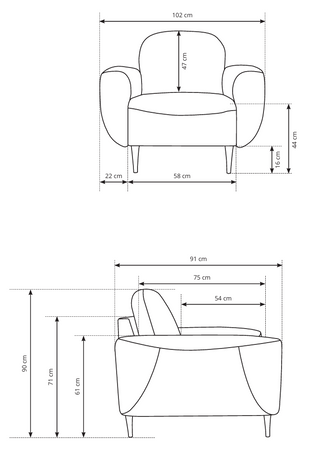 Nowoczesny fotel Coen elegancja komfort drewniane nóżki