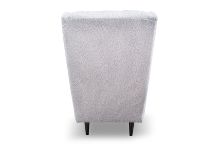 Klasyczny pikowany fotel uszak Snug smukłe drewniane nóżki