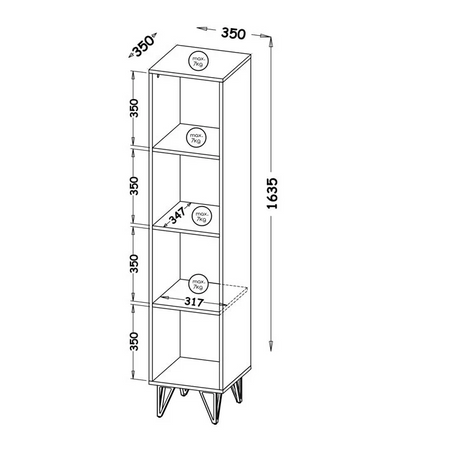 Regał otwarty kolekcja Denver - Kolor: dąb wotan / beton millenium