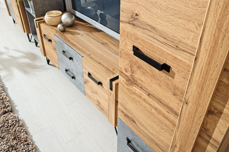 Dwudrzwiowa szafa kolekcja Denver - Kolor: dąb wotan / beton millenium