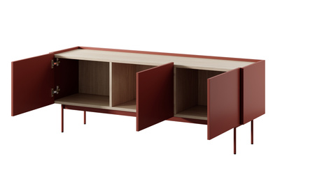 Minimalistyczna szafka RTV 3-drzwiowa z bezuchwytowym frontem kolekcja Bahia dostępna w 2 kolorach