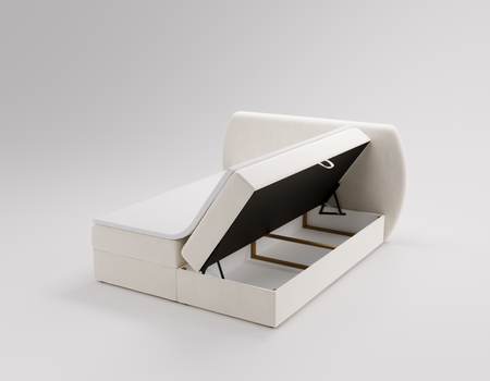 Łóżko kontynentalne Lotus dostępne w 4 wymiarach wyposażone w 2 pojemniki topper w zestawie