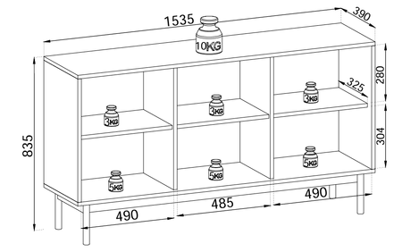 Stylowa trzydrzwiowa komoda cichy domyk kolekcja Tagawa dostępna w 2 kolorach
