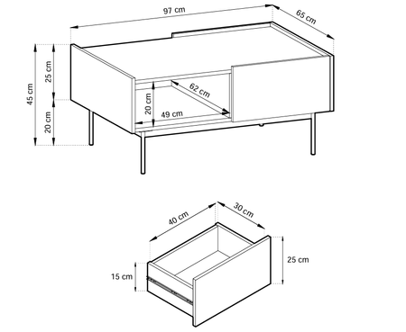 Nowoczesny stolik kawowy kolekcja Bahia dostępna w 2 kolorach