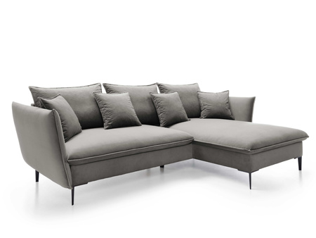 Nowoczesny rozkładany narożnik Glamour z pojemnikiem czarne metalowe nóżki