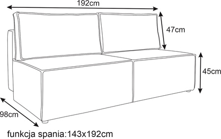 Minimalistyczna rozkładana sofa Hudson z pojemnikiem 3 osobowa