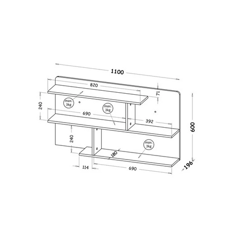Dwupoziomowa wisząca półka kolekcja Maestro