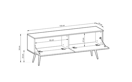 Beżowa szafka RTV Vetro dostępna w 2 rozmiarch z gładkim lub ryflowanym frontem, na nóżkach lub wisząca
