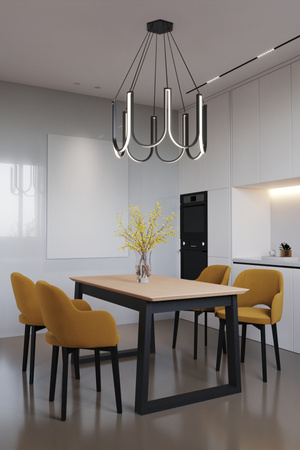 Elegancki prostokątny stół Nervi nogi lite drewno bukowe blat fornir dębowy lub laminat rozkładany 140-180 cm