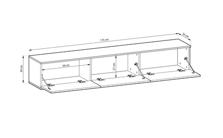 Beżowa szafka RTV Vetro dostępna w 2 rozmiarch z gładkim lub ryflowanym frontem, na nóżkach lub wisząca
