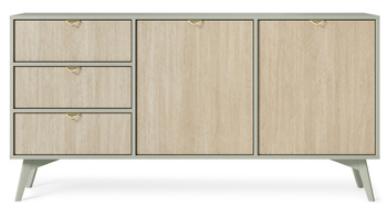 Duża komoda w skandynawskim stylu wyposażona w 2 szafki i 3 szuflady dostępna w 2 kolorach kolekcja Idaho