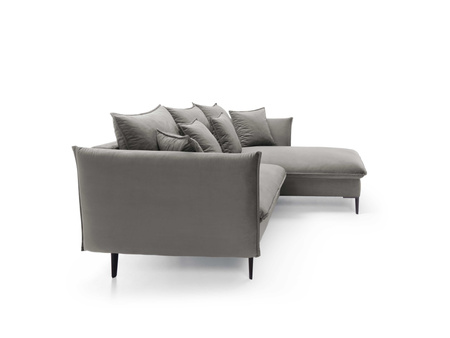 Nowoczesny rozkładany narożnik Glamour z pojemnikiem czarne metalowe nóżki