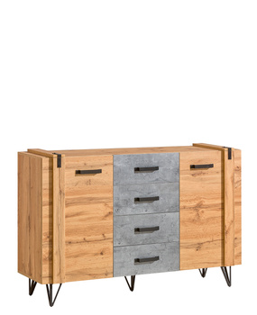 Duża komoda kolekcja Denver - Kolor: dąb wotan / beton millenium