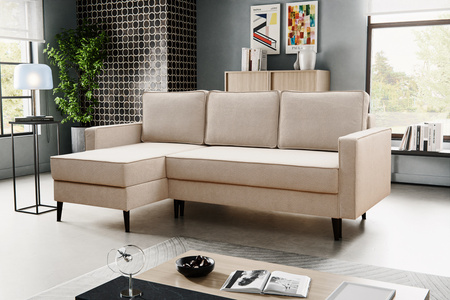 Uniwersalny narożnik Crystal funckja spania pojemnik drewniane nóżki duże poduszki