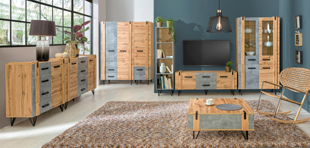 Duża komoda kolekcja Denver - Kolor: dąb wotan / beton millenium