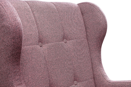 Klasyczny pikowany fotel uszak Snug smukłe drewniane nóżki