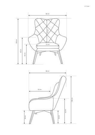 Luksusowy pikowany fotel Bowen podstawa z litego drewna elegancja komfort nowoczesny design