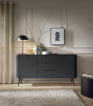 Nowoczesna komoda z 2 szafkami i 3 szufladami frezowane fronty kolekcja Venice dostępna w 3 kolorach