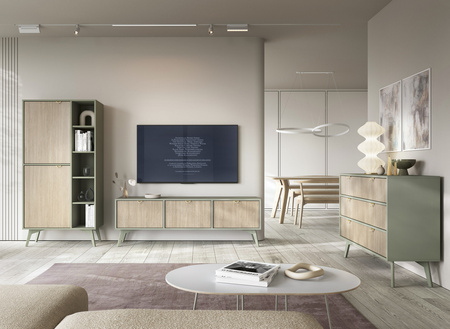 Szafka nocna w skandynawskim stylu z szufladą i otwartą półką dostępna w 2 kolorach kolekcja Idaho