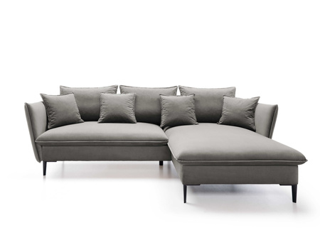 Nowoczesny rozkładany narożnik Glamour z pojemnikiem czarne metalowe nóżki